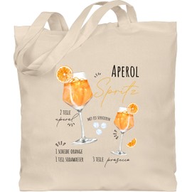 Shirtracer - Cotton Bag - Carnival & Fancy Dress - Bags - Aperol Spritz Recipe I Funny Gift Aperolfan Fan Item, 1 natural white, Unit size