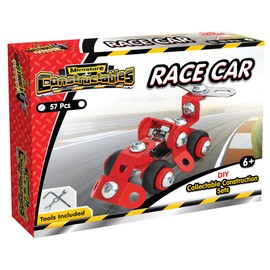 Construct IT Miniature Constructibles Race Car – 57-Piece STEM Educational Metal Construction Set – Build Your Own Race Car Vehicle Model – Durable Take Apart Engineering Toy for Kids Ages 6+