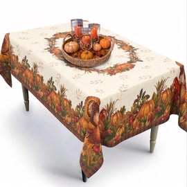 bnhjsdw Thanksgiving Turkey Tablecloth Vintage Fall Pumpkin Table Cloth for Kitchen Decoration - 60" X 84" Rectangle/Oblong