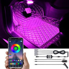 Taben atmosphere light, APP control car atmosphere light, soft DIY refit fibre optic pipe, 64 colours interior lighting, decorative light, 1W DC 12V