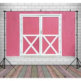 Lofaris Pink Barn Wooden Door Photo Backdrop Vintage Western Farm Background Cowgirl Happy Birthday Baby Shower Newborn Party Decorations Kids Portrait Photo Booth Props 9x6ft