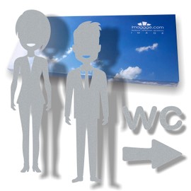 Toilet Stickers for Walls or Doors for Men and Women Silver