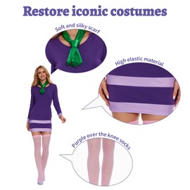 Gumyawl - Disfraz de Halloween para mujer, vestido morado con accesorios para cosplay de películas clásicas (S)