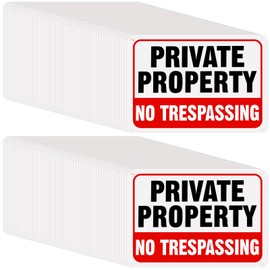 Tandefio 100 Pack No Trespassing Signs Private Property Metal Anti-Rust Aluminum, Reflective Security Private Property Warning Sign for Home Yard Business, Durable/Weatherproof Up, 7 x 10'' (Purple)