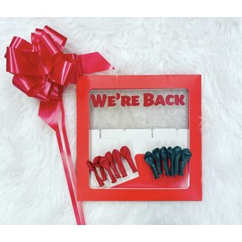 loveballoonsbedfordshire Christmas Naughty Elf Arrival DIY Red WE'RE BACK box Latex balloons Red & Green, Red Pull bow