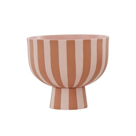 OYOY Living Toppu Bowl Caramel / Rose - Decorative Bowl Vase Brown / Rose Striped Ceramic - Diameter 15 x Height 13 cm - L10233-307