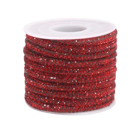 PAMIR TONG Red Rhinestone Glitter Rope 6 Yards 0.2'' Bling Shoe Laces String Shine Cords for Shoes, Jewerlry Making DIY (red 379)