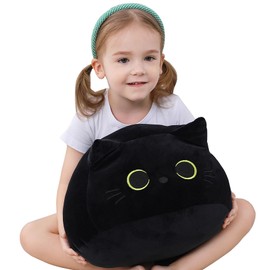 OurHonor Black Cat Plush, 16" Stuffed Animal Black Cat Plushies, Giant Soft Cute 3D Cat Pillow Doll Toy Home Decor