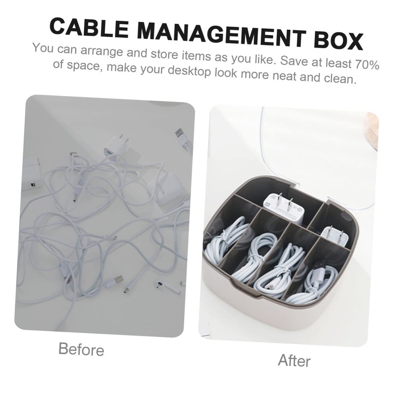 TEHAUX Cable Storage Box with Lid Dustproof Organizer for Power