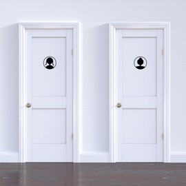 WC Türschilder, Toilette Mann & Frau, Damen & Herren, Toilettenschild rund, Gästetoilette, Kloschild, Türdeko, selbstklebend, Badezimmer, Ø 10cm, 4mm dick, Hinweisschild