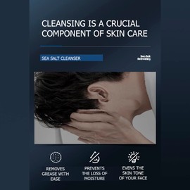 VENZEN Men's Face Foam Washer Sea Salt Deep Cleansing Facial Skin Cleanser Oil Control 150g / 5.07fl.oz
