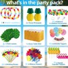 Hawaiian Party Decorations Set with Ballon,Hawaiian Grass Table Skirt, Palm
