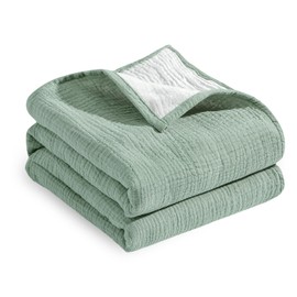 QINGZY Baumwolle Baby Decken Neugeborenen, Babydecke 90x90 cm, Wickeltuch aus Musselin, Atmungsaktive Musselin Babydecke, Musselin Schlafdecke Decke Baby für Kleinkinder Mädchen Junge (Grün)