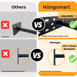 Hungsmart 2 x 22 inch Real XL Heavy Duty Floating Shelf Brackets Designed for Long Custom Shelves, Hidden Floating Shelf Hardware, Perfect for Heavy Load in Kitchen, Garage, Mantle (4 inch Rod) Black