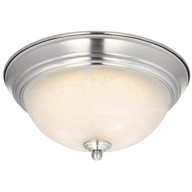 6400500 11-Inch Dimmable LED Indoor Flush Mount Ceiling Fixture, Brushed Nickel Finish with White Alabaster Glass
