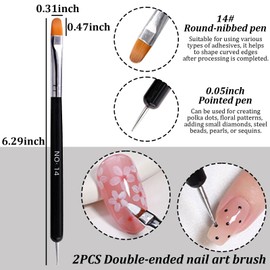 PASDUCHAS 2 PCS French Brush for Nails with Dotting Tool, 2 Way French Nail Manicure Brush Size #14