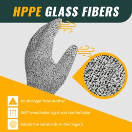 Migliore Wear 2 Pairs of Cut Protection Gloves with Knobs - EN 388 Level 5 Cut Protection Gloves for Children and Adults, Cross Fibre PE Material Cut Resistant Gloves