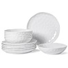 HOMBENE White Dinnerware Set 12 Piece Service for 6, Porcelain