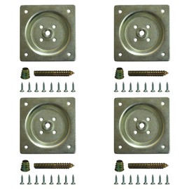 WEICHUAN Furniture Legs Mounting Hardware Sets - Include 5/16" -18 Coarse Attachment Plates, 5/16" -18 Coarse Hanger Bolts, Threaded Nuts, Screws Adapters 4 Sets, for Sofa Couch Chair Legs