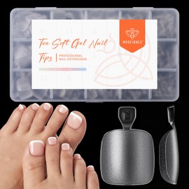 Modelones Toe Nail Tips Short Square Soft Gel Tips Squoval Fake Toe Nails Matte Full Cover Pre-shape Extension Home DIY Salon 240Pcs 15Sizes