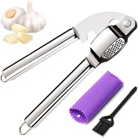 Prensas de Ajo de Acero Inoxidable 304 con Pelador de Silicona