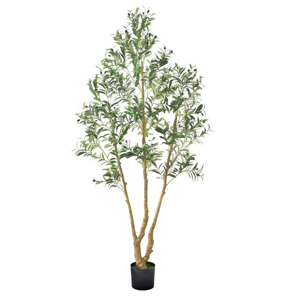 7FT Artificial Olive Tree Tall Fake Plant with Black Pot