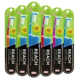Reach Assorted Toothbrush Value Pack Of 6 For Family Plaque Removal And Oral Care