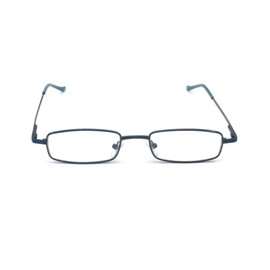 EYE ZOOM 5 Pack Slim Metal Reading Glasses with Tube Case for Men and Women, Navy Blue +2.00
