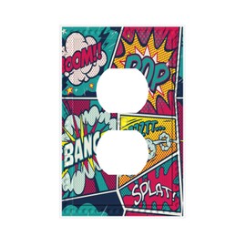 Cuitxrac Cartoon Comic Duplex Wall Plates, Electrical Outlet Covers Retro Pop Art Comic Shout 1 Gang Plug Cover Midway Size Home Decor for Boys Girls