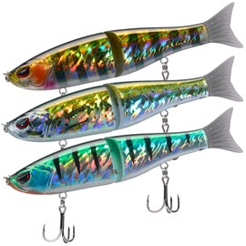 Bassdash SwimShad Glide Bait Jointed Swimbait for Bass, Pike, Salmon, Trout, Muskie - Pack of 3
