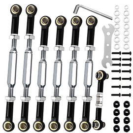 (2026 New) 74-112 mm Stainless Steel Turnbuckles with Spacers for RC Car,XZSNLYZ Upgrade Hops Up Camber Links Parts fit for 1/10 Traxxas Slash 2WD All Model, Rustler 2WD,Slash 4X4,Hoss,Stampede,Black