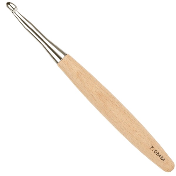 Aeelike Crochet Hook 7 mm Beech Wood Handle, Comfortable Streamline