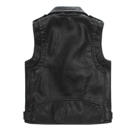 LJYH Children Faux Leather Motorcycle Vests Boys Joker Dress Coats Black 13/14yrs