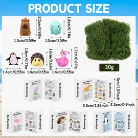 LIUBUJINGYING 30 Sets Positive Emotional Support Desk Pets Cute Mini Resin Animals Ornaments with Imitation Moss Cheer Up Card Boxes Employee Appreciation Gifts Back To School Student Teacher Gifts