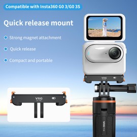VRIG Magnetic Quick Release Mount for Insta360 GO3S /GO3, Magnetic Base with Two Prong Adapter for Tripods & Selfie Sticks, Vlogging