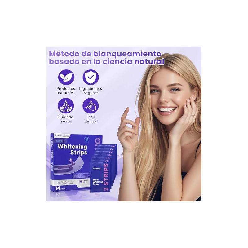 Purple Teeth Whitening Strips Pack Cajas Tabletas Tiras Blanqueadoras Dientes