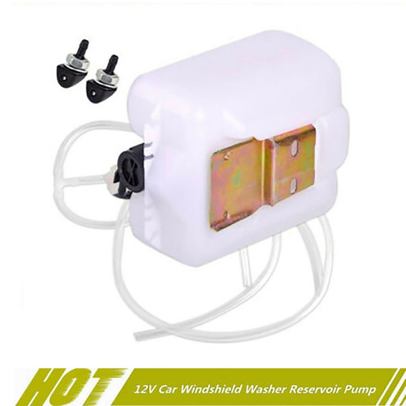 2Pin Car Windshield Washer Reservoir Bottle Tank with 12V Pump