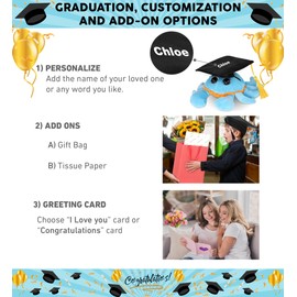 DolliBu Big Eye Blue Crab Graduation Plush Toy - Super Soft Plush Graduation Stuffed Animal Dress Up with Graduation Cap Tassel Outfit - Gift with Personalization - 6 Inches