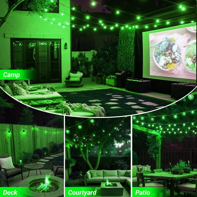 LAMPHOME LED Outdoor String Light, 26Feet Patio Lights with 12+1