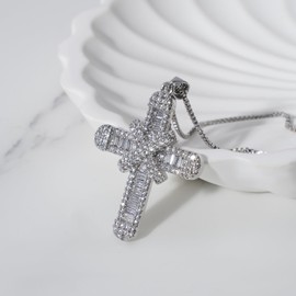 TANTIUE Cross Necklace for Women 14K Gold Plated Cubic Zirconia Cross Pendant Necklace Cross Faith Pendant Necklaces for Men Faith Pendant Crucifix Necklaces-1