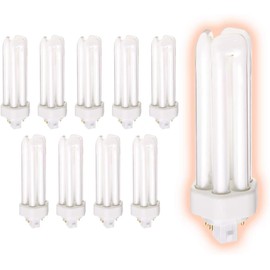 32 Watt CFL Light Bulbs | 4 Pin GX24Q-3 Base 3500K Neutral White | 32W High Output 2400 Lumens | Triple Tube Compact Fluorescent Light Bulbs Plug-in | Long Term Care Lighting | 10 Pack by GoodBulb