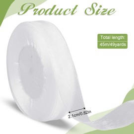 Aeaocvo White Chiffon Gift Ribbon, 20 mm Wide, White Ribbon, 45 m Organza Ribbon, Translucent Satin Ribbon for Party Gifts, Weddings, Birthdays, Gift Decorations