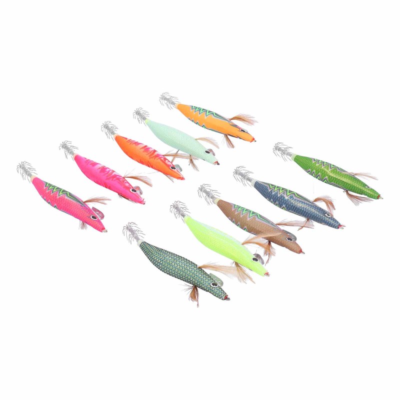 10pcs Squid Jig Hook Hard Fishing Lures Luminous Wood Fishing