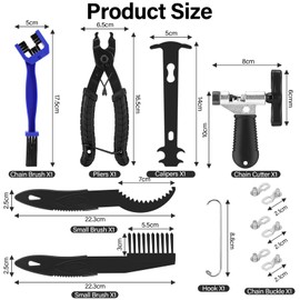 Ledebouk Chain Riveter Bicycle, Bicycle Chain Tool, Chain Riveter Bicycle with Bicycle Cleaning Brush, Chain Pliers, 5 Pairs Bicycle Chain Rivets, Bicycle Chain Repair Set for 6-12 Speed Bicycle Chain