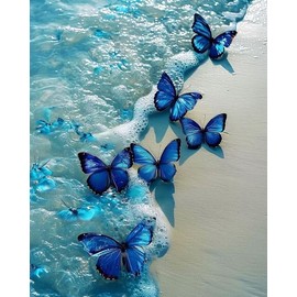 EIBEILI Diamond Painting Kits for Adults DIY 5D Diamond Art Paint with Round Diamonds Full Dril Gem Art Beach Butterfly Painting Kit for Home Wall Decor Gifts 12x16inch