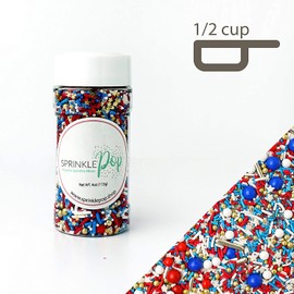 Old Glory II| 4th of July Independence Day Patriotic Stars Red White Blue Colorful Candy Sprinkles Mix Baking Edible Cake Decoration Cupcake Topper Cookie Decorating Ice Cream Topping, 4OZ