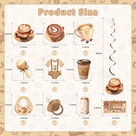 YTHETM 20 PCS A Baby Is Brewing Baby Shower Decorations Coffee Latte Hanging Swirl Decor Baby Is Brewing Ceiling Streamers for Boy Girl Coffee Baby Shower Decorations Gender Reveal Party Supplies