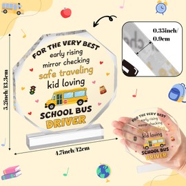 WATINC Bus Driver Appreciation Gifts - Thank You School Bus Drivers Desk Accessories Decor for Men, Acrylic Octagon Graduation Awards Table Centerpiece Sign for Farewell Birthday (Safe Traveling)