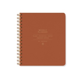 Fringe Studio "STANDARD COGNAC" NON-DATED WEEKLY PLANNER, 7" X 8.375", VEGAN LEATHER COVER, 160 PAGES, Signature Edition Collection (878003)