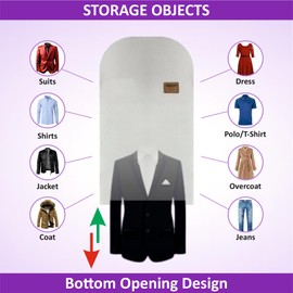 Jidbury 100% Natural Cotton Suit Cover Dress Cover | Unbleached Eco-Friendly, Biodegradable, Washable Cotton (Bottom Opening) Three Sizes | S | M | L (125x60 cm / 48x24 inch (M))